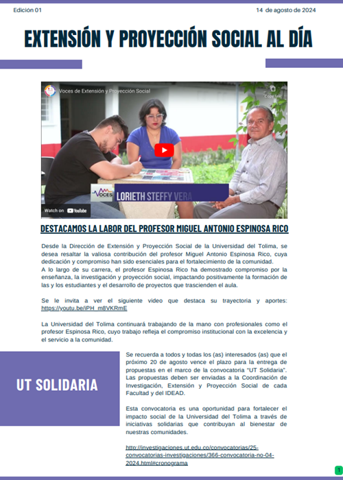 Extensión y Proyección Social al Día 1