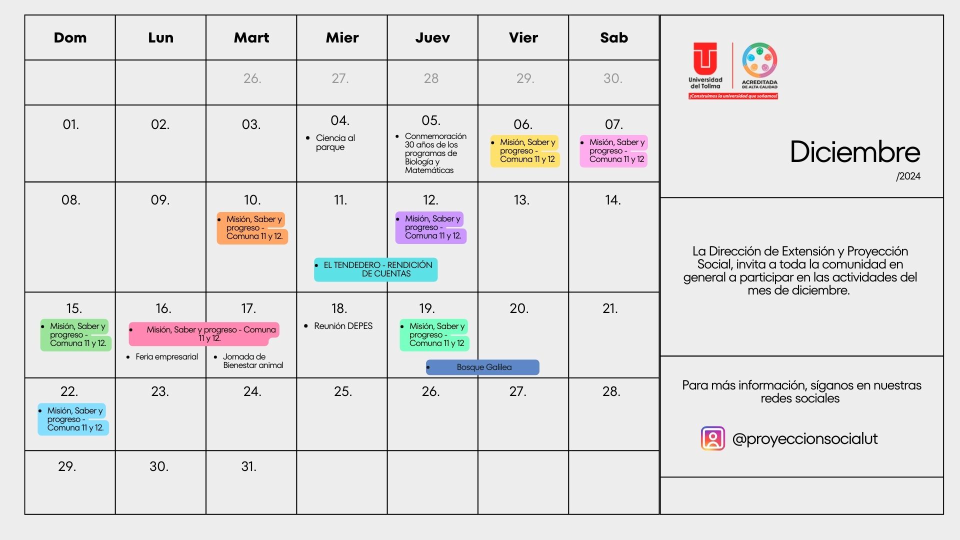 Calendario de Diciembre